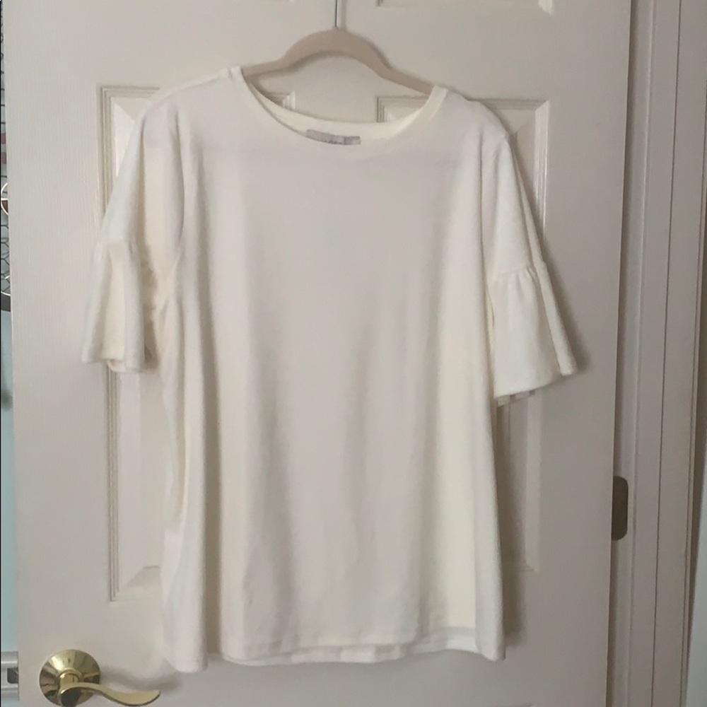 Loft White Velvet Blouse